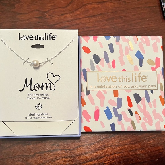 "Love This Life "Mom" Dainty Sterling Silver & Pearl Necklace by‎ David Culiner - Picture 2 of 4